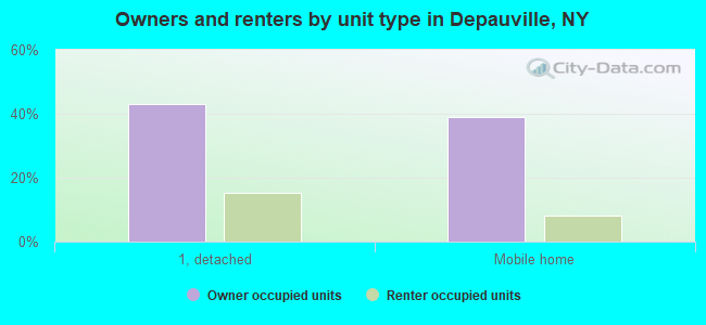 Owners and renters by unit type in Depauville, NY
