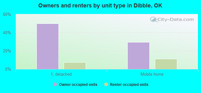 Owners and renters by unit type in Dibble, OK
