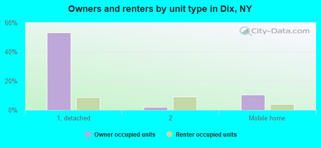 Owners and renters by unit type in Dix, NY