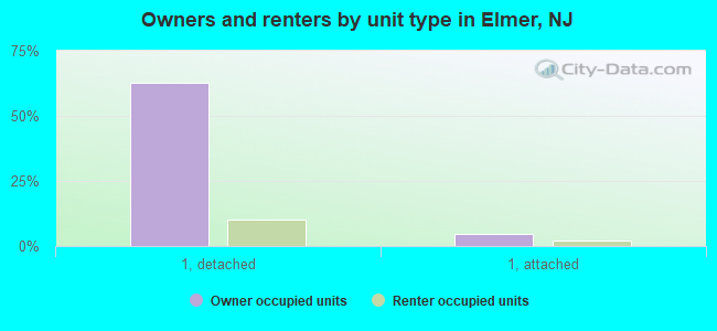 Owners and renters by unit type in Elmer, NJ
