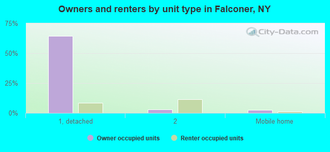 Owners and renters by unit type in Falconer, NY