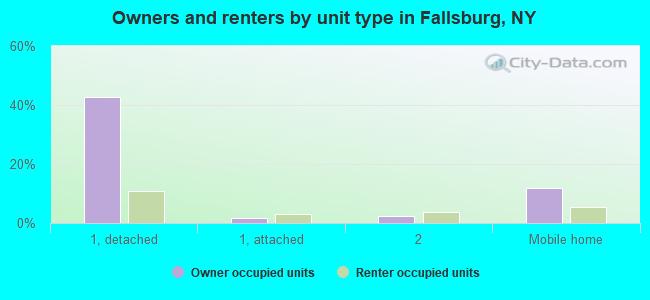 Owners and renters by unit type in Fallsburg, NY