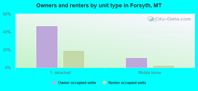 Owners and renters by unit type in Forsyth, MT