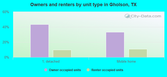 Owners and renters by unit type in Gholson, TX