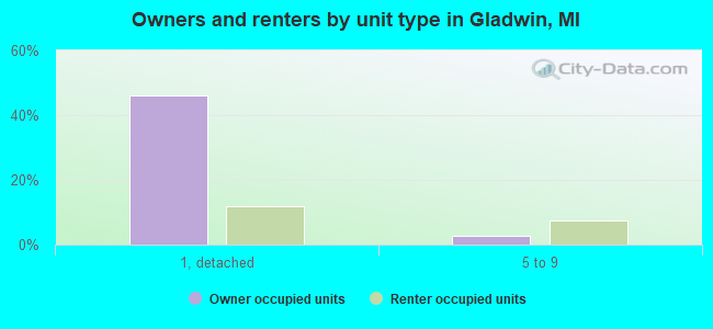 Owners and renters by unit type in Gladwin, MI