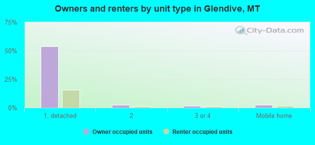 Owners and renters by unit type in Glendive, MT