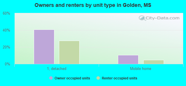 Owners and renters by unit type in Golden, MS