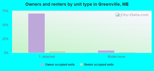 Owners and renters by unit type in Greenville, ME
