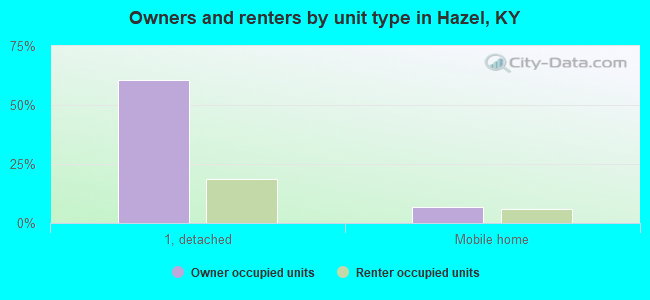 Owners and renters by unit type in Hazel, KY