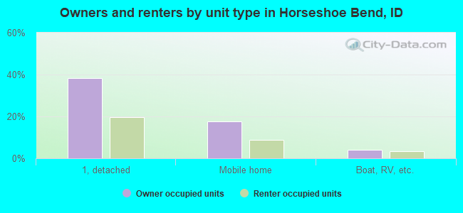 Owners and renters by unit type in Horseshoe Bend, ID