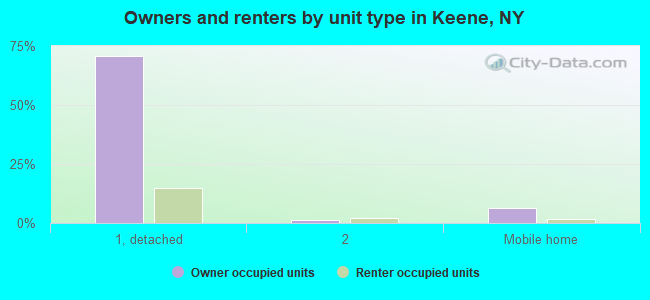 Owners and renters by unit type in Keene, NY