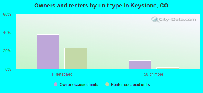 Owners and renters by unit type in Keystone, CO
