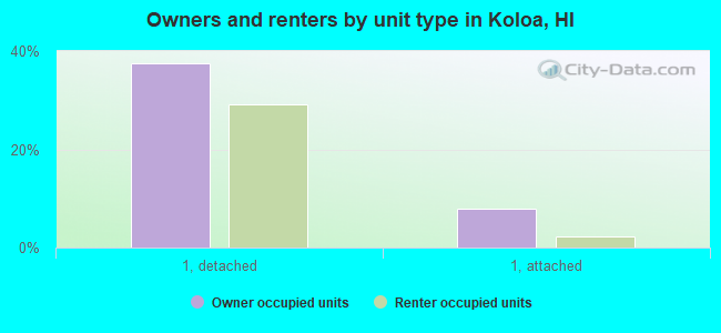 Owners and renters by unit type in Koloa, HI