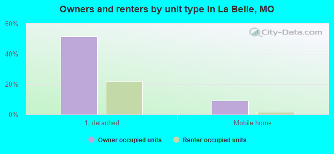 Owners and renters by unit type in La Belle, MO