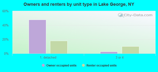 Owners and renters by unit type in Lake George, NY