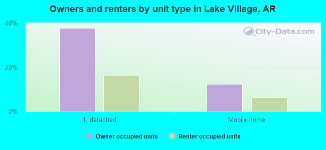 Owners and renters by unit type in Lake Village, AR