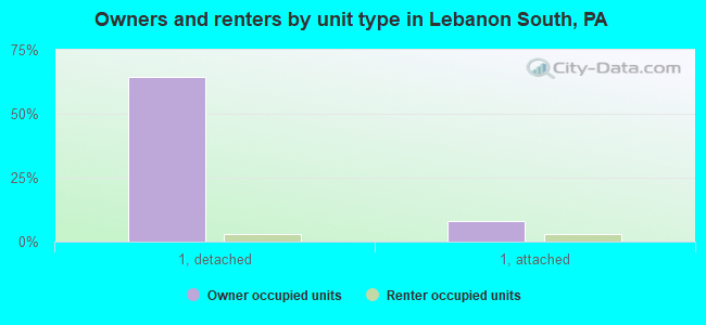 Owners and renters by unit type in Lebanon South, PA