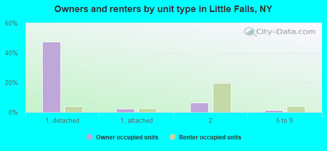 Owners and renters by unit type in Little Falls, NY