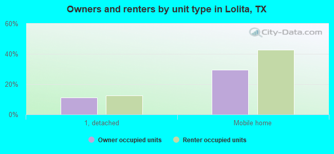 Owners and renters by unit type in Lolita, TX