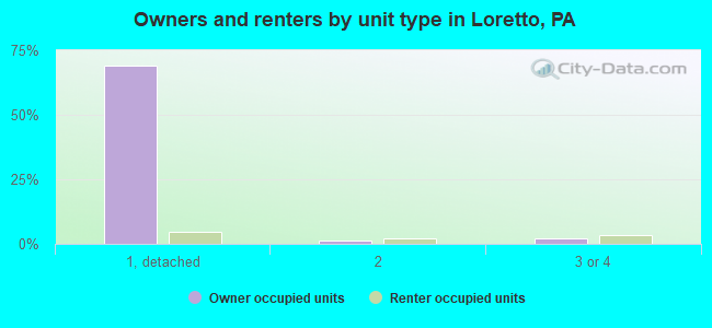 Owners and renters by unit type in Loretto, PA