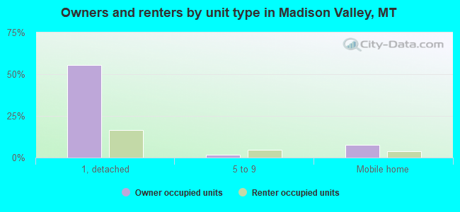Owners and renters by unit type in Madison Valley, MT