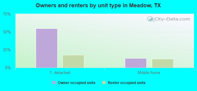 Owners and renters by unit type in Meadow, TX