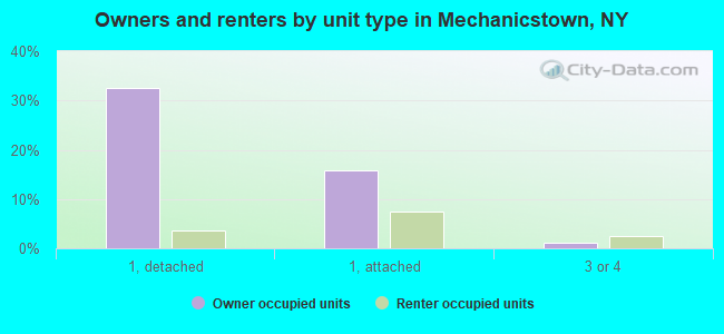 Owners and renters by unit type in Mechanicstown, NY