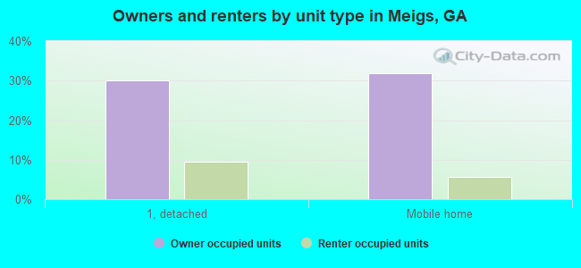 Owners and renters by unit type in Meigs, GA