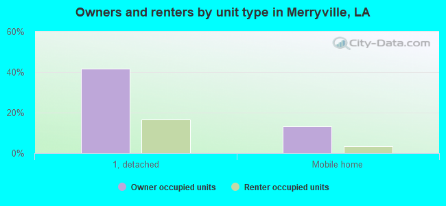 Owners and renters by unit type in Merryville, LA