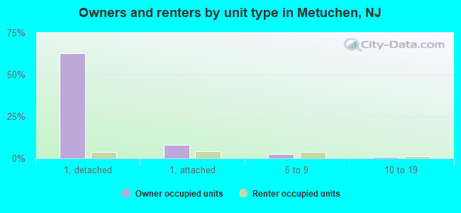 Owners and renters by unit type in Metuchen, NJ