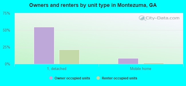 Owners and renters by unit type in Montezuma, GA