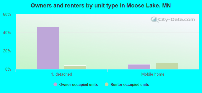 Owners and renters by unit type in Moose Lake, MN