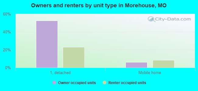 Owners and renters by unit type in Morehouse, MO