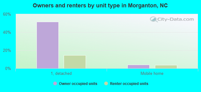 Owners and renters by unit type in Morganton, NC
