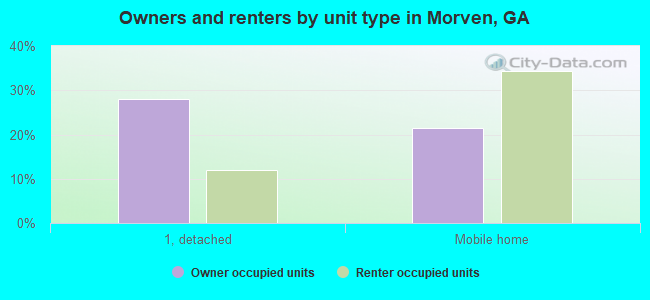 Owners and renters by unit type in Morven, GA