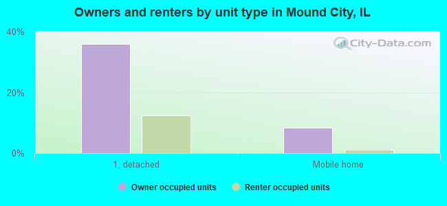 Owners and renters by unit type in Mound City, IL