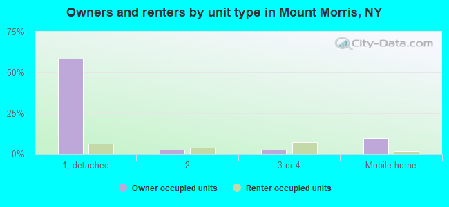 Owners and renters by unit type in Mount Morris, NY