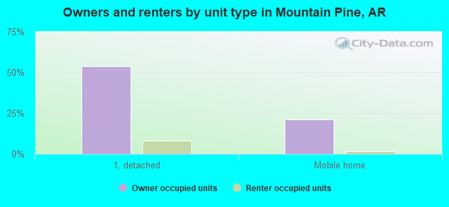 Owners and renters by unit type in Mountain Pine, AR