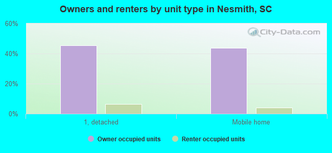 Owners and renters by unit type in Nesmith, SC