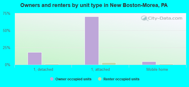 Owners and renters by unit type in New Boston-Morea, PA