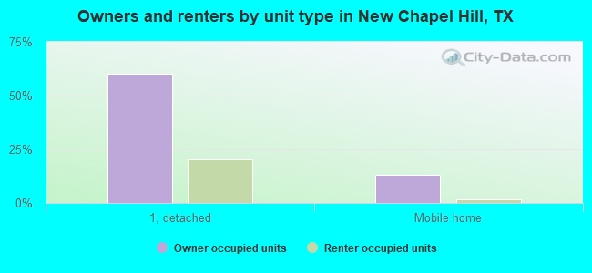 Owners and renters by unit type in New Chapel Hill, TX