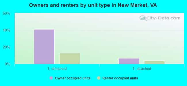 Owners and renters by unit type in New Market, VA