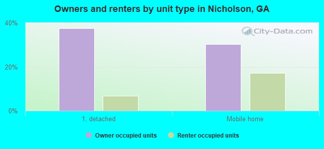 Owners and renters by unit type in Nicholson, GA