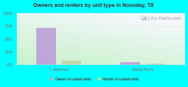 Owners and renters by unit type in Noonday, TX