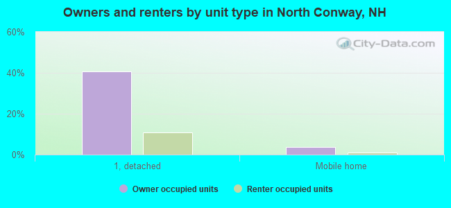 Owners and renters by unit type in North Conway, NH