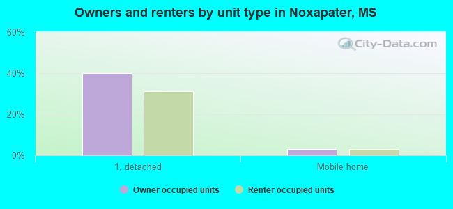 Owners and renters by unit type in Noxapater, MS