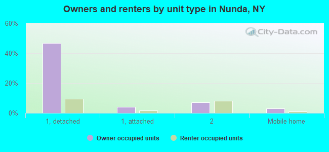 Owners and renters by unit type in Nunda, NY