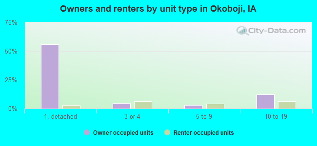Owners and renters by unit type in Okoboji, IA