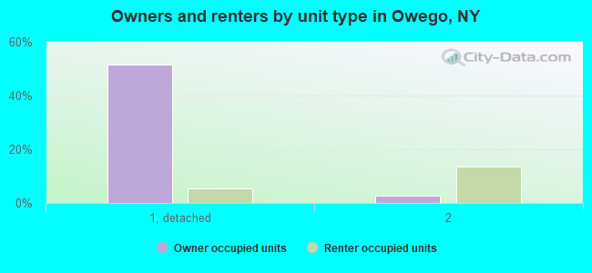 Owners and renters by unit type in Owego, NY