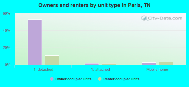 Owners and renters by unit type in Paris, TN